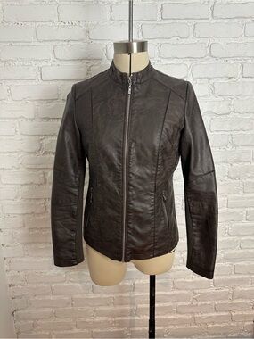Women's Chocolate Brown Leather Zip-Up Jacket